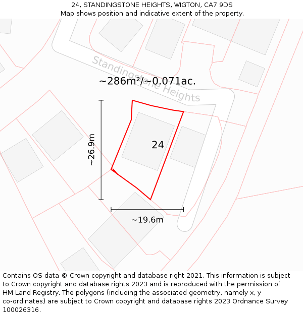 24, STANDINGSTONE HEIGHTS, WIGTON, CA7 9DS: Plot and title map