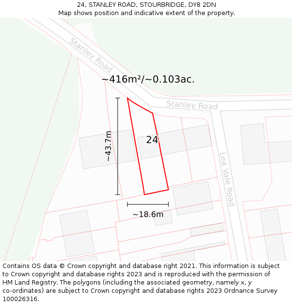24, STANLEY ROAD, STOURBRIDGE, DY8 2DN: Plot and title map