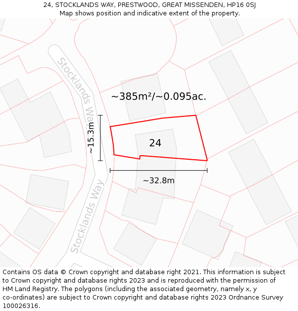 24, STOCKLANDS WAY, PRESTWOOD, GREAT MISSENDEN, HP16 0SJ: Plot and title map