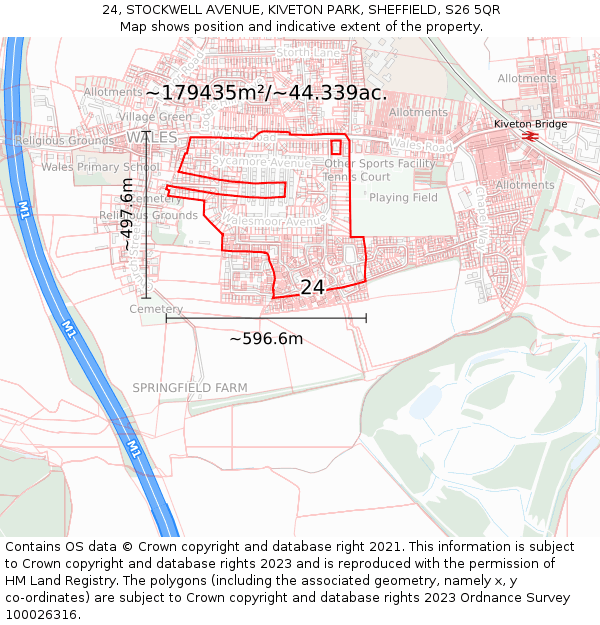 24, STOCKWELL AVENUE, KIVETON PARK, SHEFFIELD, S26 5QR: Plot and title map