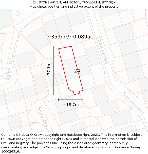 24, STONEHAVEN, AMINGTON, TAMWORTH, B77 3QX: Plot and title map