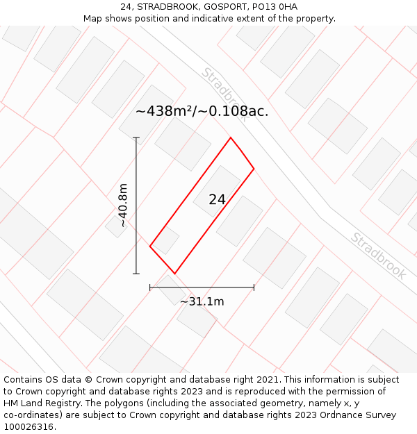 24, STRADBROOK, GOSPORT, PO13 0HA: Plot and title map