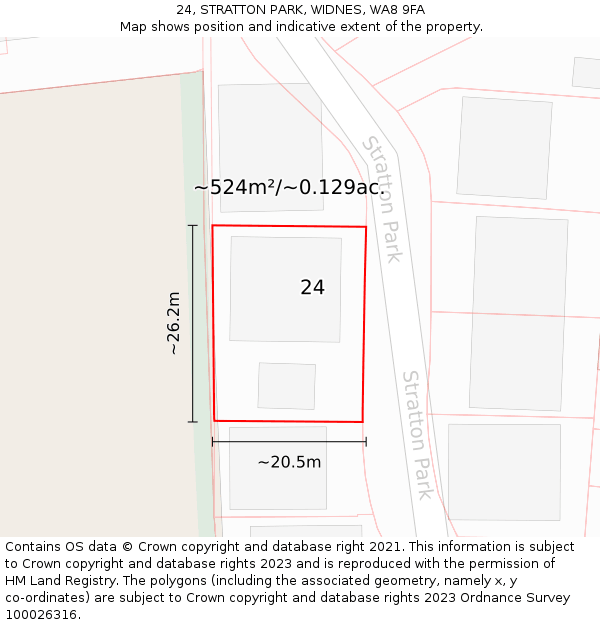 24, STRATTON PARK, WIDNES, WA8 9FA: Plot and title map