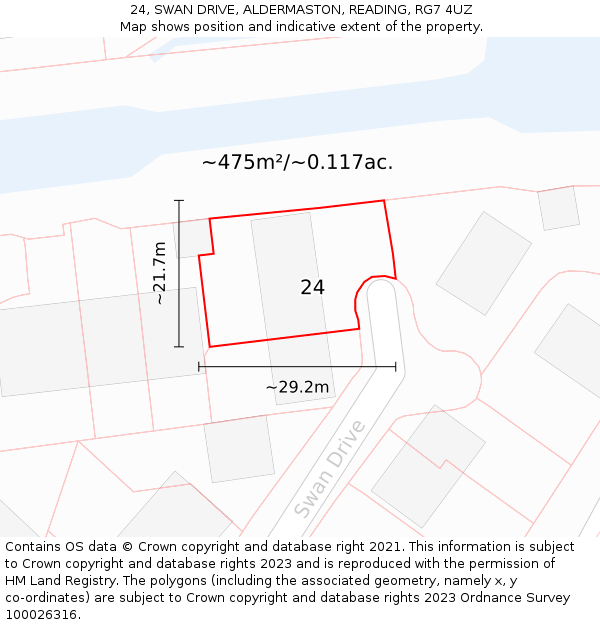24, SWAN DRIVE, ALDERMASTON, READING, RG7 4UZ: Plot and title map
