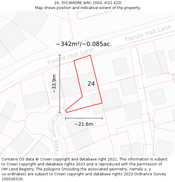 24, SYCAMORE WAY, DISS, IP22 4ZD: Plot and title map