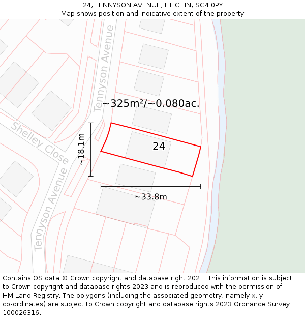 24, TENNYSON AVENUE, HITCHIN, SG4 0PY: Plot and title map