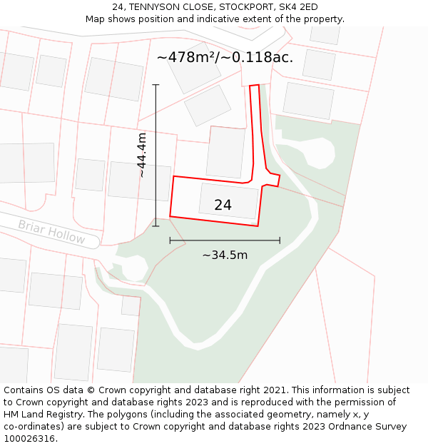 24, TENNYSON CLOSE, STOCKPORT, SK4 2ED: Plot and title map