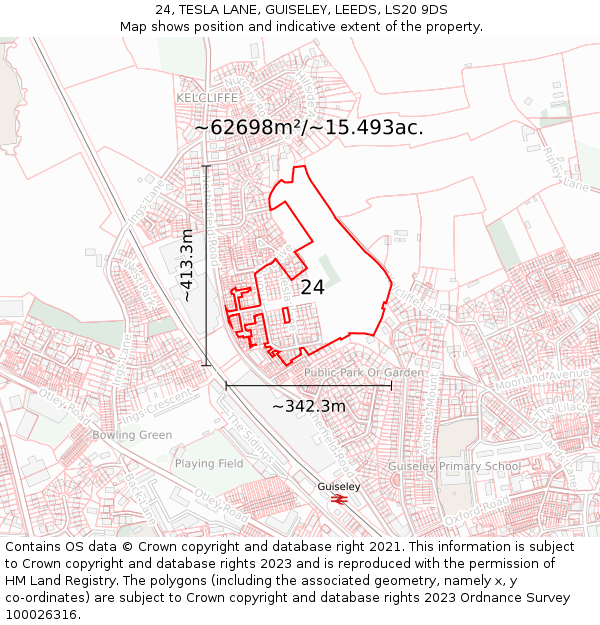 24, TESLA LANE, GUISELEY, LEEDS, LS20 9DS: Plot and title map