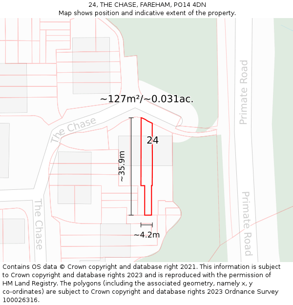 24, THE CHASE, FAREHAM, PO14 4DN: Plot and title map