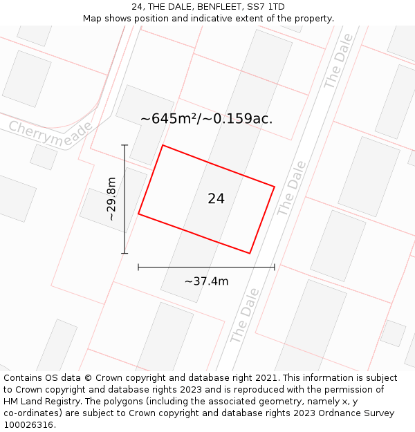 24, THE DALE, BENFLEET, SS7 1TD: Plot and title map