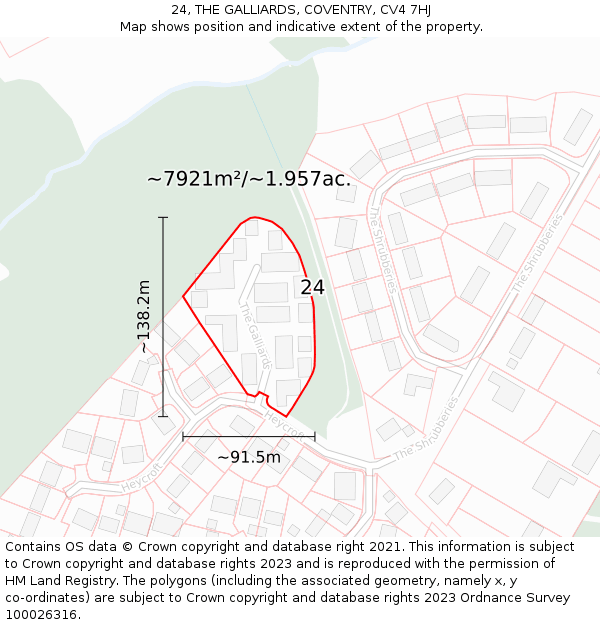 24, THE GALLIARDS, COVENTRY, CV4 7HJ: Plot and title map