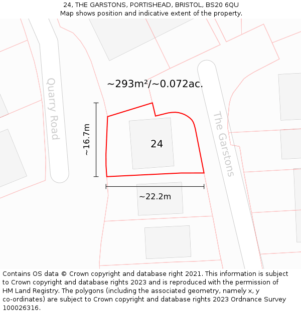 24, THE GARSTONS, PORTISHEAD, BRISTOL, BS20 6QU: Plot and title map