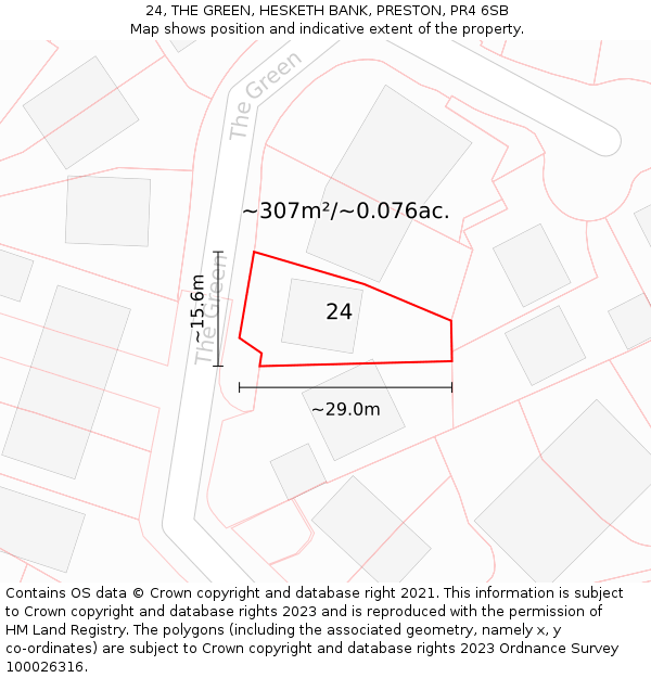 24, THE GREEN, HESKETH BANK, PRESTON, PR4 6SB: Plot and title map