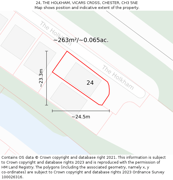 24, THE HOLKHAM, VICARS CROSS, CHESTER, CH3 5NE: Plot and title map