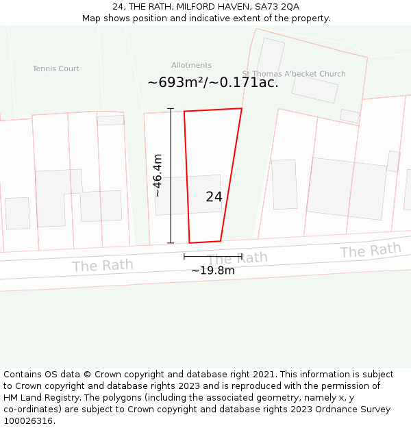 24, THE RATH, MILFORD HAVEN, SA73 2QA: Plot and title map