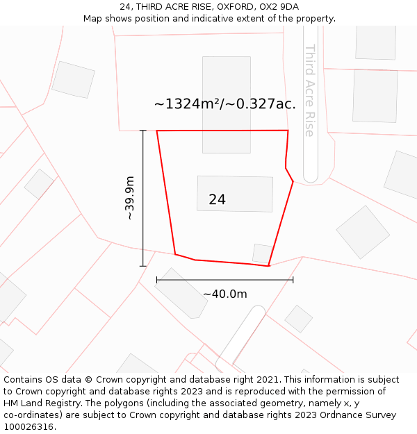 24, THIRD ACRE RISE, OXFORD, OX2 9DA: Plot and title map