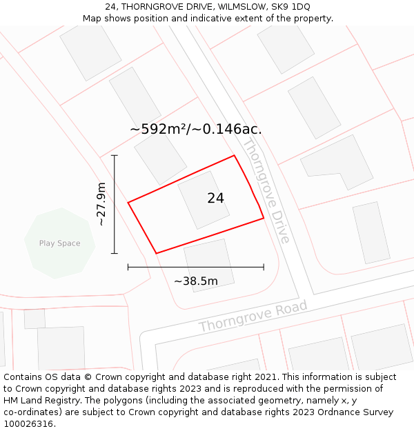 24, THORNGROVE DRIVE, WILMSLOW, SK9 1DQ: Plot and title map