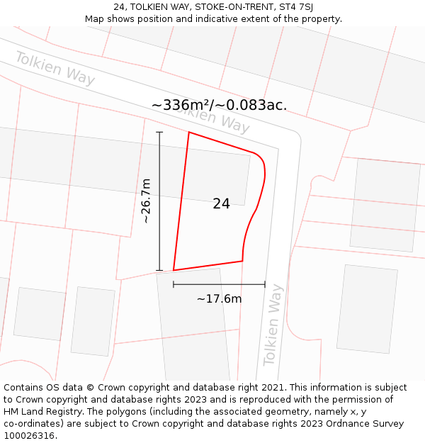 24, TOLKIEN WAY, STOKE-ON-TRENT, ST4 7SJ: Plot and title map