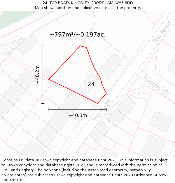 24, TOP ROAD, KINGSLEY, FRODSHAM, WA6 8DD: Plot and title map