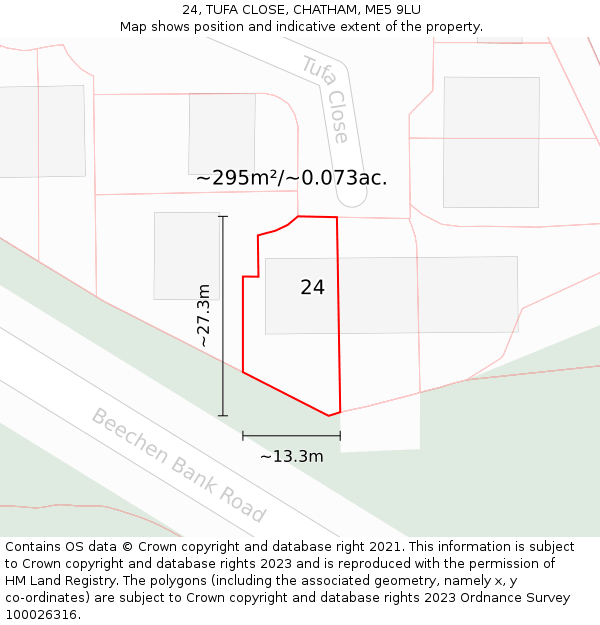 24, TUFA CLOSE, CHATHAM, ME5 9LU: Plot and title map