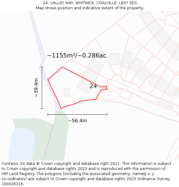 24, VALLEY WAY, WHITWICK, COALVILLE, LE67 5ES: Plot and title map