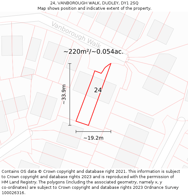 24, VANBOROUGH WALK, DUDLEY, DY1 2SQ: Plot and title map