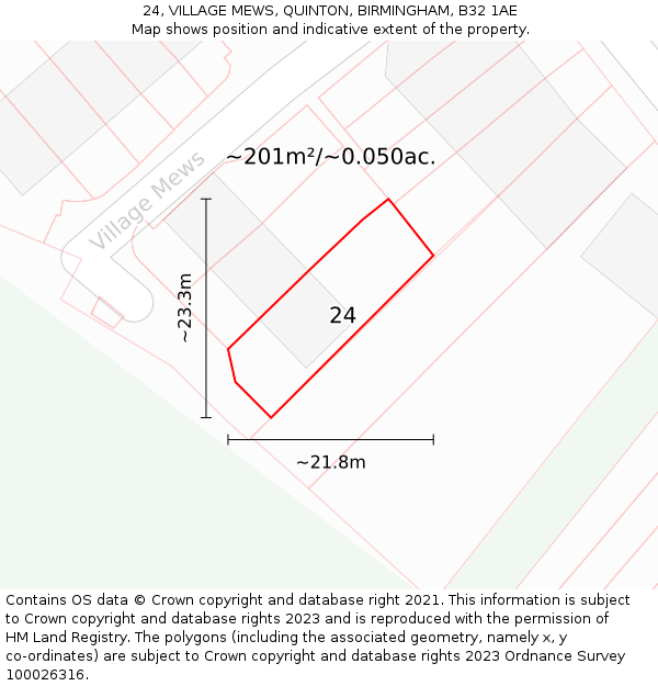 24, VILLAGE MEWS, QUINTON, BIRMINGHAM, B32 1AE: Plot and title map