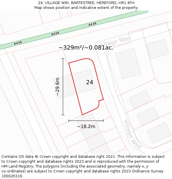 24, VILLAGE WAY, BARTESTREE, HEREFORD, HR1 4FH: Plot and title map