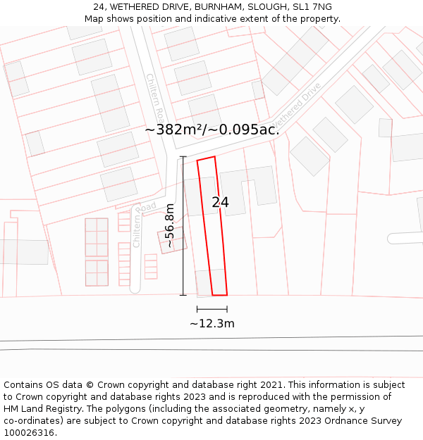 24, WETHERED DRIVE, BURNHAM, SLOUGH, SL1 7NG: Plot and title map