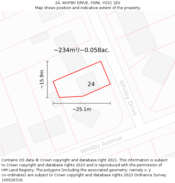 24, WHITBY DRIVE, YORK, YO31 1EX: Plot and title map