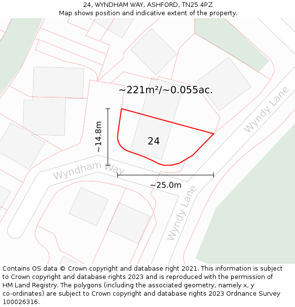 24, WYNDHAM WAY, ASHFORD, TN25 4PZ: Plot and title map