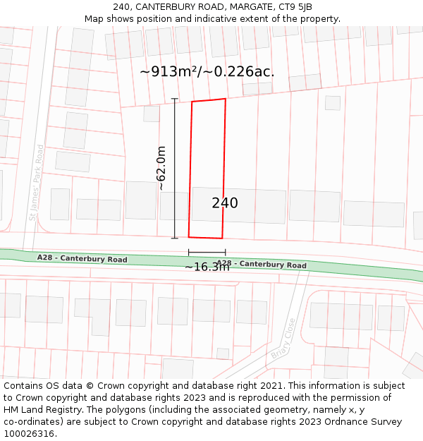 240, CANTERBURY ROAD, MARGATE, CT9 5JB: Plot and title map