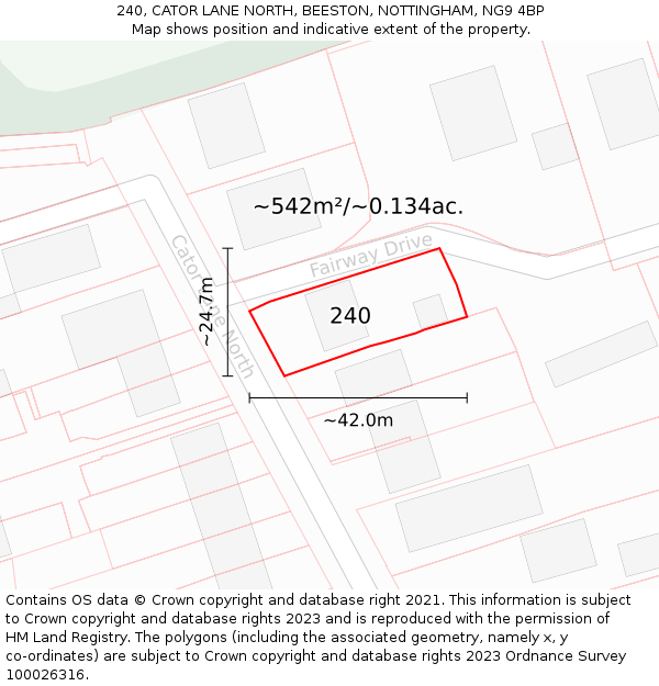 240, CATOR LANE NORTH, BEESTON, NOTTINGHAM, NG9 4BP: Plot and title map