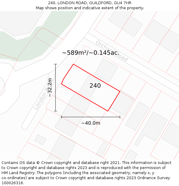 240, LONDON ROAD, GUILDFORD, GU4 7HR: Plot and title map