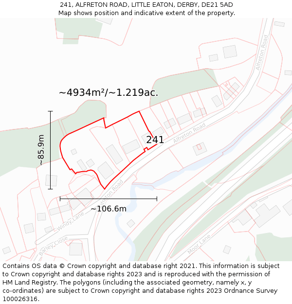 241, ALFRETON ROAD, LITTLE EATON, DERBY, DE21 5AD: Plot and title map