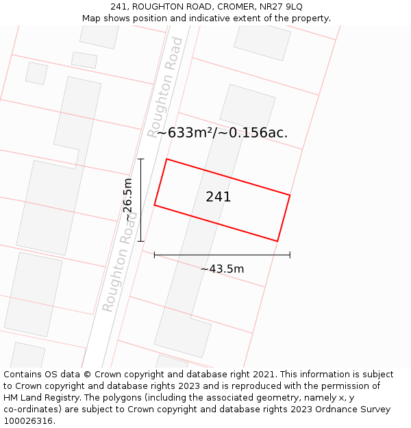 241, ROUGHTON ROAD, CROMER, NR27 9LQ: Plot and title map