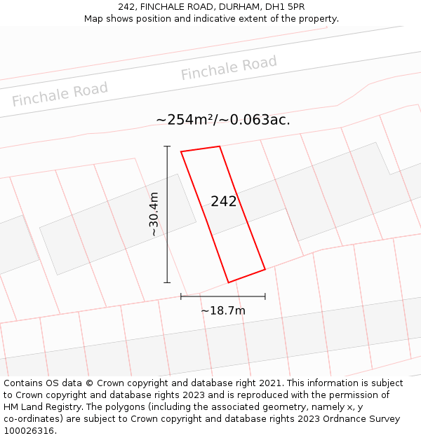 242, FINCHALE ROAD, DURHAM, DH1 5PR: Plot and title map