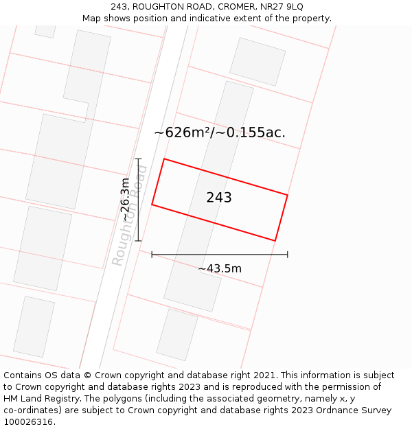 243, ROUGHTON ROAD, CROMER, NR27 9LQ: Plot and title map