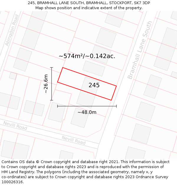 245, BRAMHALL LANE SOUTH, BRAMHALL, STOCKPORT, SK7 3DP: Plot and title map