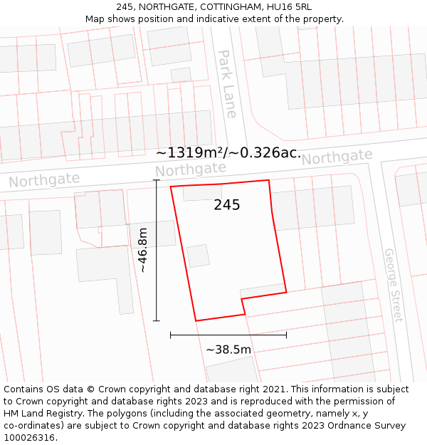 245, NORTHGATE, COTTINGHAM, HU16 5RL: Plot and title map