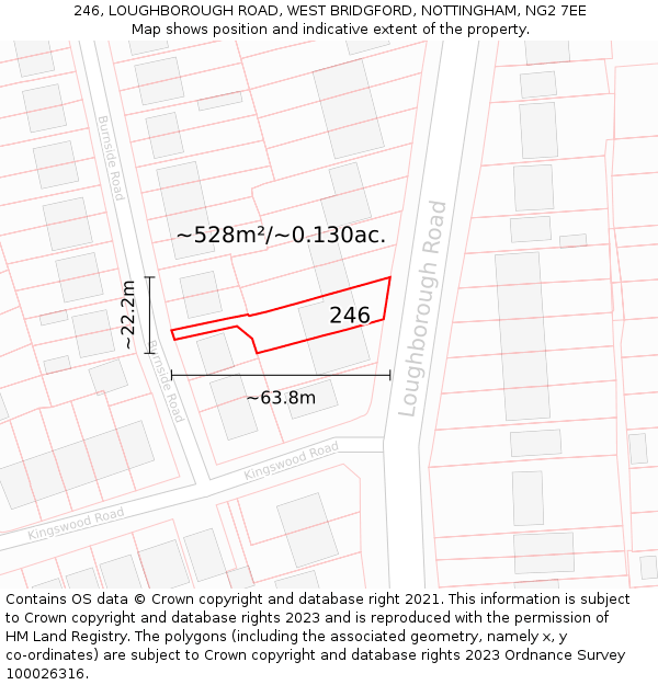 246, LOUGHBOROUGH ROAD, WEST BRIDGFORD, NOTTINGHAM, NG2 7EE: Plot and title map