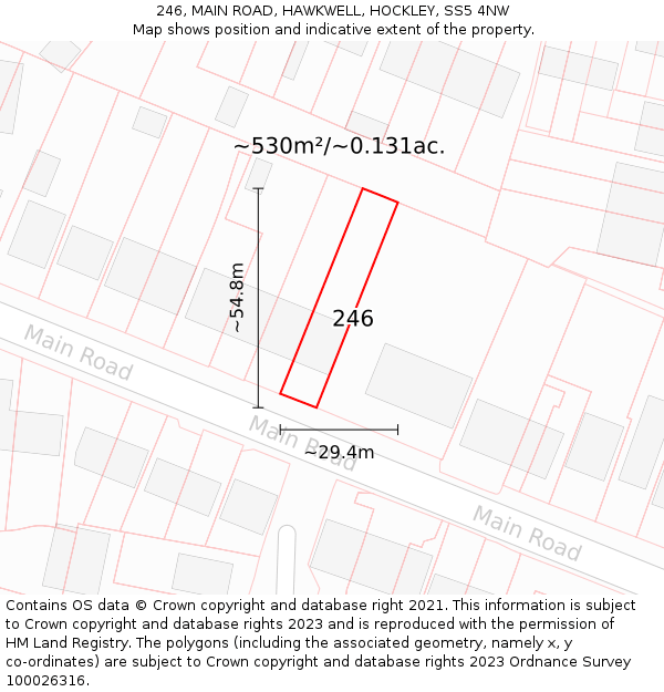 246, MAIN ROAD, HAWKWELL, HOCKLEY, SS5 4NW: Plot and title map