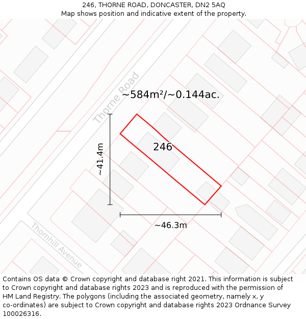 246, THORNE ROAD, DONCASTER, DN2 5AQ: Plot and title map