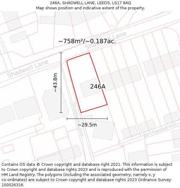 246A, SHADWELL LANE, LEEDS, LS17 8AQ: Plot and title map