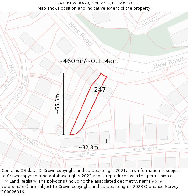 247, NEW ROAD, SALTASH, PL12 6HQ: Plot and title map