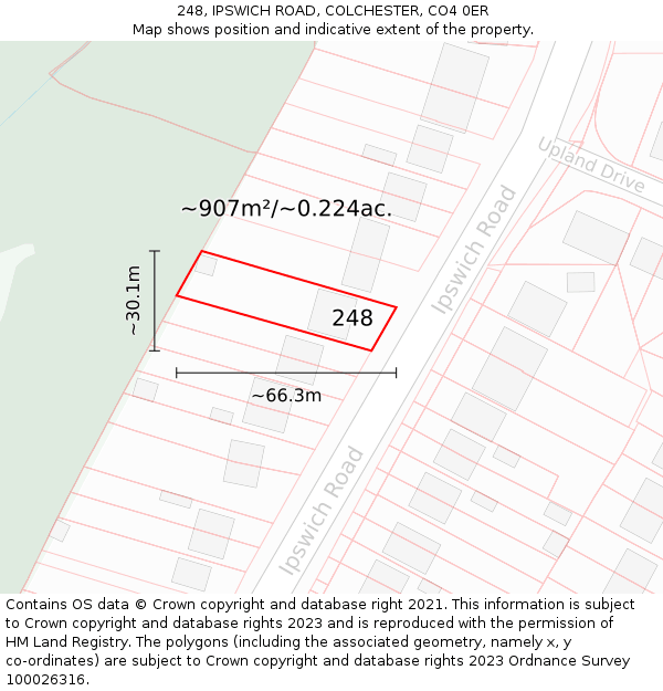 248, IPSWICH ROAD, COLCHESTER, CO4 0ER: Plot and title map