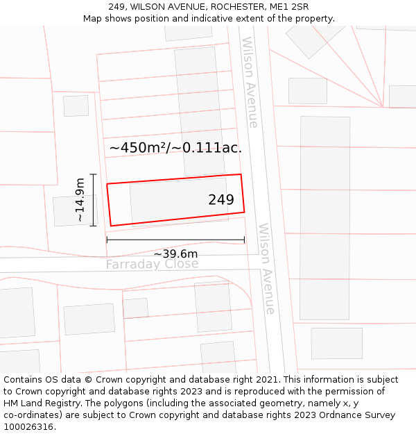 249, WILSON AVENUE, ROCHESTER, ME1 2SR: Plot and title map