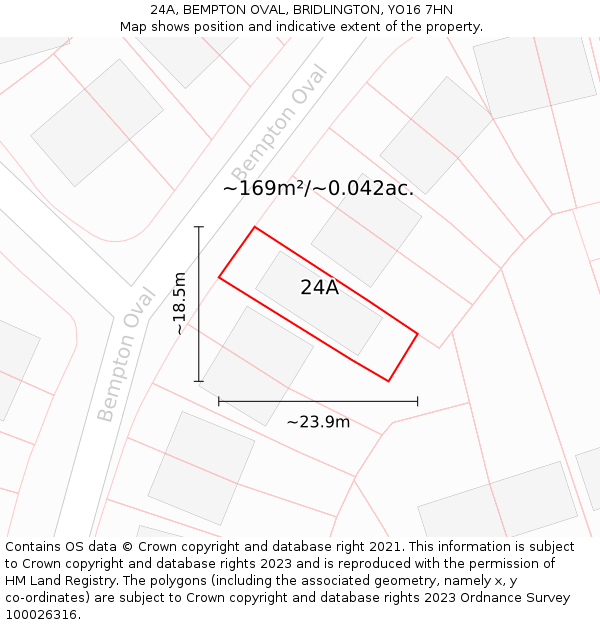 24A, BEMPTON OVAL, BRIDLINGTON, YO16 7HN: Plot and title map