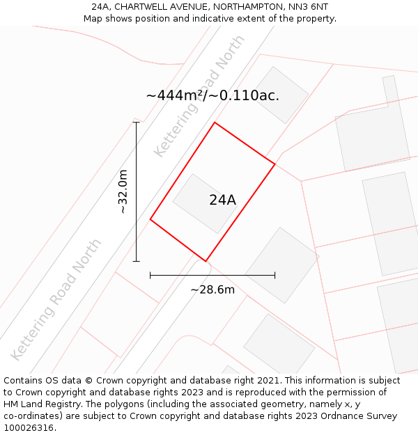 24A, CHARTWELL AVENUE, NORTHAMPTON, NN3 6NT: Plot and title map