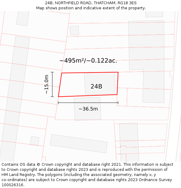 24B, NORTHFIELD ROAD, THATCHAM, RG18 3ES: Plot and title map